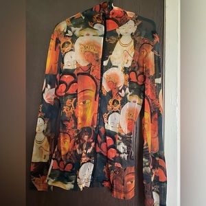 Vivienne Tam GoldenMesh Patchwork Buddha Zip Up Jacket